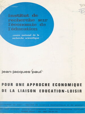 cover image of Pour une approche économique de la liaison éducation-loisir